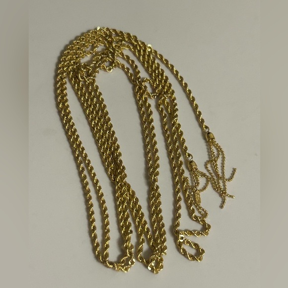 MILOR ITALY 14K YELLOW GOLD ROPE TASSEL tie extra long chain NECKLACE not scrap - Picture 5 of 16